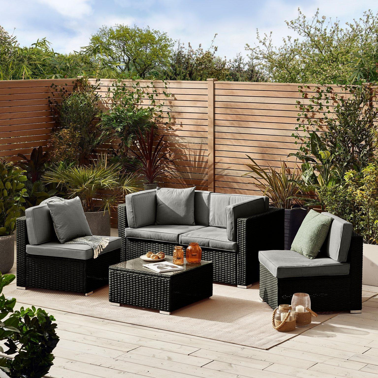 Orlando 4 Seat Modular Outdoor Garden Sofa - Rattan Garden Sofa with Thick Cushions - Garden Coffee Table - image 1