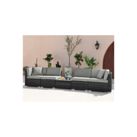 Orlando 4 Seater Modular PE Rattan Outdoor Garden Sofa Set with Glass Topped Coffee Table and Cushions