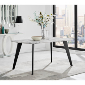 Andria Marble Effect Dining Table With Black Legs & 6 Pesaro Velvet Gold Leg Chairs - thumbnail 2