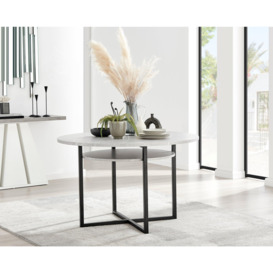 Adley Grey Concrete Effect And Black Round Dining Table with  Shelf and 4 Velvet Pesaro Dining Chairs - thumbnail 2