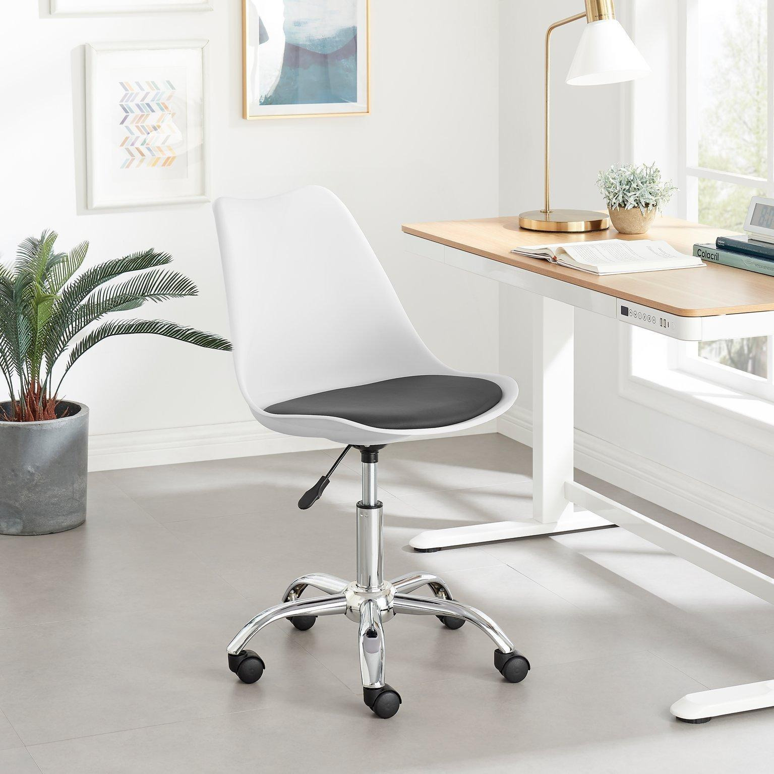 Oslo Scandi Inspired Office Chair With A Comfortable Faux Leather Seat Cushion - image 1