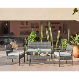 Porto Grey PE Rattan Outdoor Garden 4 Seat Coffee Table & Chairs Set, 2 Chairs 2 Seater Garden Bench - thumbnail 2