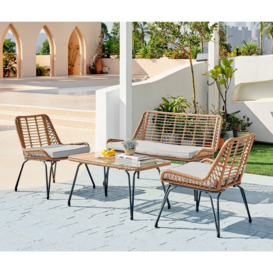 Lisbon Wicker Style Rattan Outdoor Garden Sofa & Chair Set, PE Rattan & Cushions, Garden Conversation Set