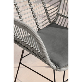 Belize Wicker Style PE Rattan 2 Seat Outdoor Garden Bistro Table & Chairs Set, black metal hairpin legs - thumbnail 3