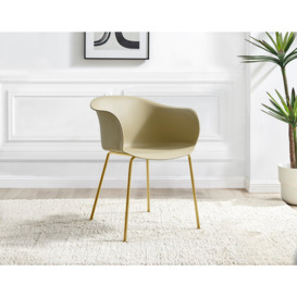Set of 2 Harper Scandi Inspired Plastic 'Bat Chair' Dining Chairs With Gold Chrome Metal Legs - thumbnail 2
