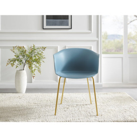 Set of 2 Harper Scandi Inspired Plastic 'Bat Chair' Dining Chairs With Gold Chrome Metal Legs - thumbnail 3