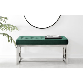 Cambridge Modern Soft Touch Velvet And Silver Metal Bench - thumbnail 2