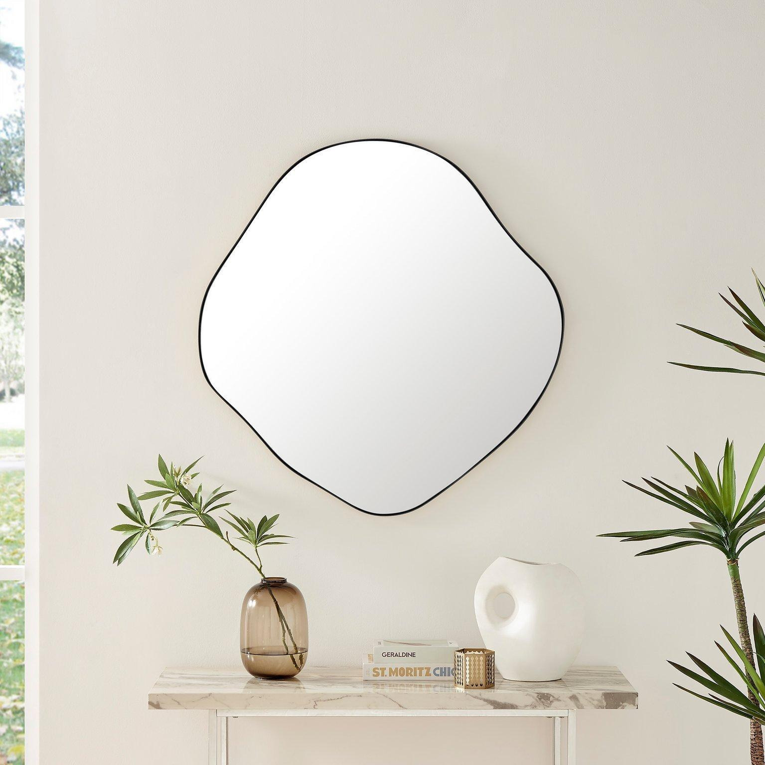 Vita Irregular Pebble Wall Mirror with Black Or Gold Frame - image 1