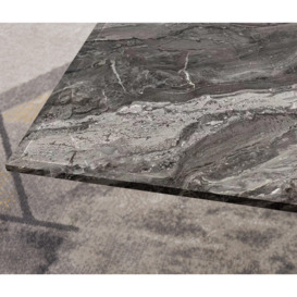 Leonardo Rectangular Marble Effect Glass Top Coffee Table With Silver Metal Starburst Legs - thumbnail 3