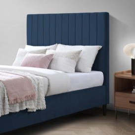 Aster Classic Solid Wood Bed Frame Upholstered in Velvet - thumbnail 3
