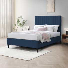 Aster Classic Solid Wood Bed Frame Upholstered in Velvet - thumbnail 1
