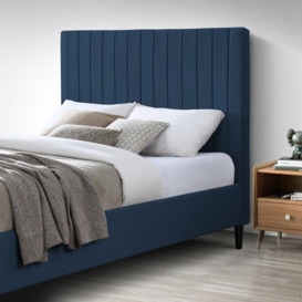Aster Classic Solid Wood Bed Frame Upholstered in Velvet - thumbnail 3