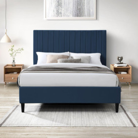 Aster Classic Solid Wood Bed Frame Upholstered in Velvet - thumbnail 2