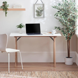Ivan Desk 120x60cm - White Home Office Desk - Work or Gaming - A-Frame Trestle Table Style Black Or beech Wood Legs -  Semi-Matte White Veneer Top - Made In Ukraine - thumbnail 3