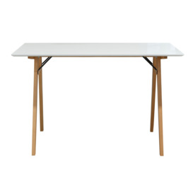 Ivan Desk 120x60cm - White Home Office Desk - Work or Gaming - A-Frame Trestle Table Style Black Or beech Wood Legs -  Semi-Matte White Veneer Top - Made In Ukraine - thumbnail 2