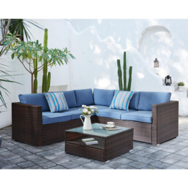 Medina 4 Piece Corner Brown Rattan Sofa Set L- Shaped Garden Furniture - thumbnail 1