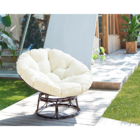 Papasan Moon Chair Brown Rattan Garden Furniture Seat Outdoor or Indoor Padded Seat