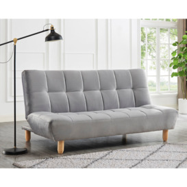 Macy Velvet Sofa Bed With Tufted Detail and Wooden Legs
