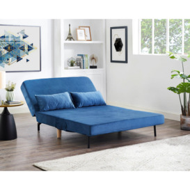 Kellar Velvet Futon Style Double Sofa Bed Fold Out with Matching Cushions and Wooden Legs - thumbnail 2