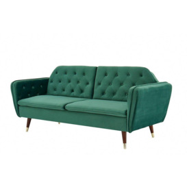 Whitby Velvet Sofa Bed With Chesterfield Design With Gold Metal Tipped Wooden Legs - thumbnail 2