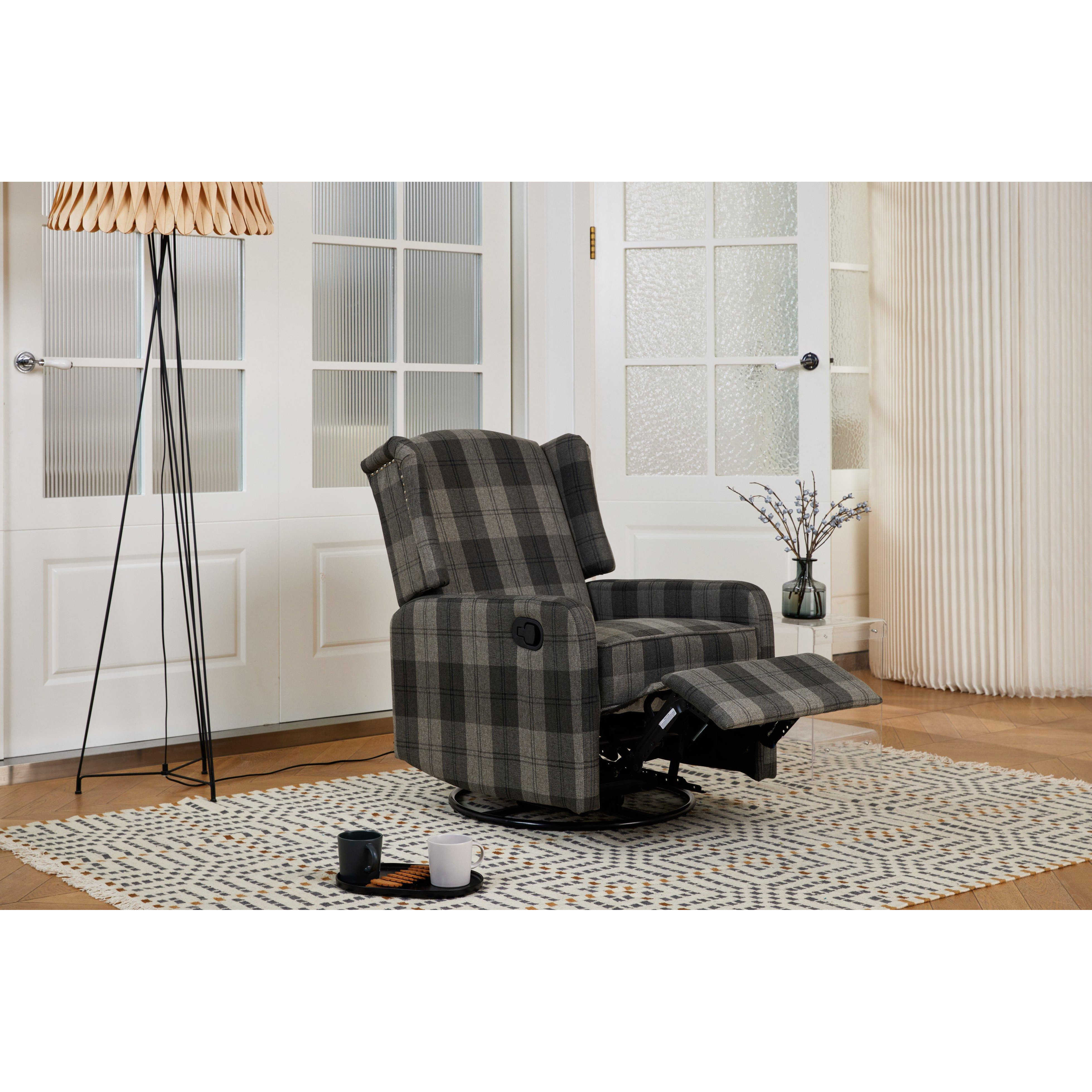 Charles High Back Wingback Swivel Manual Recliner Armchair - image 1