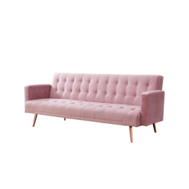 Windsor Velvet Sofa Bed With Tufted Detail and Rose Gold Legs - thumbnail 2