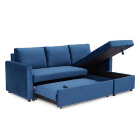 Dorset Velvet Pull Out Sofa Bed Reversible Chaise with Underseat Storage - thumbnail 3