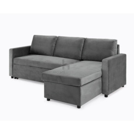 Dorset Velvet Pull Out Sofa Bed Reversible Chaise with Underseat Storage - thumbnail 1