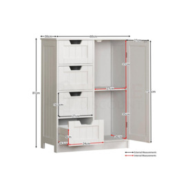 Bath Vida Priano 4 Drawer 1 Door Freestanding Unit Storage Bathroom Furniture 810 x 600 x 300 mm - thumbnail 2