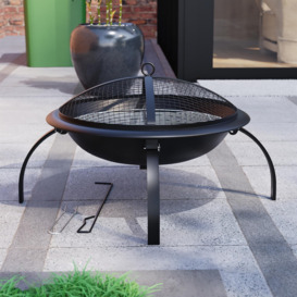 Fire Vida Folding Steel Fire Pit Black Large Fire Patio Cooking Grill - thumbnail 3