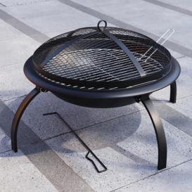 Fire Vida Folding Steel Fire Pit Black Large Fire Patio Cooking Grill - thumbnail 2