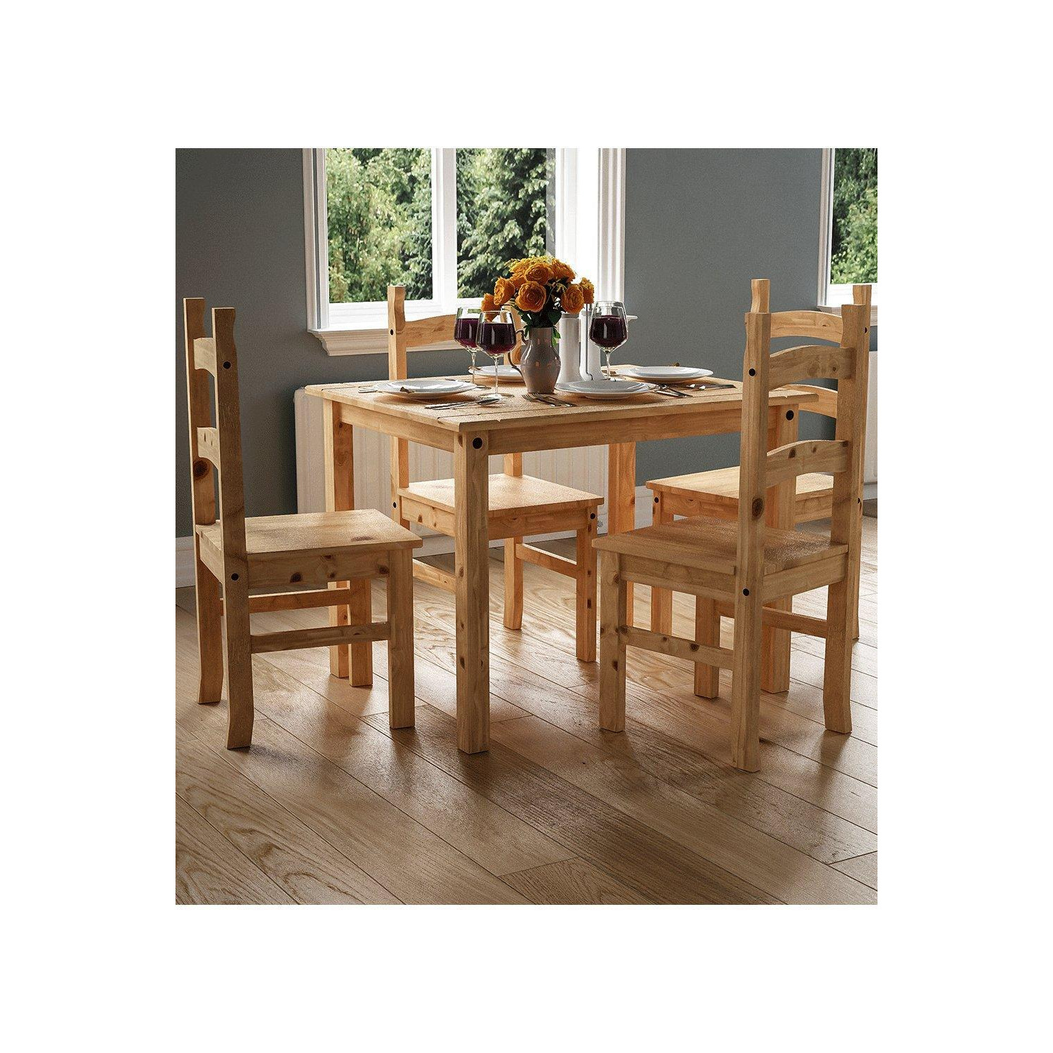 Vida Designs Corona 4 Seater Dining Set Solid Pine Kitchen Furniture - image 1