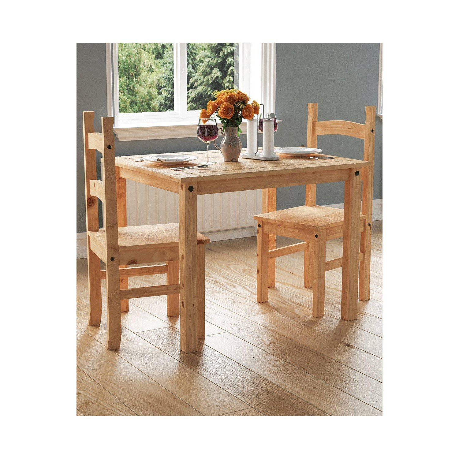 Vida Designs Corona 2 Seater Dining Set Solid Pine Kitchen Furniture - image 1