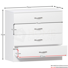 Vida Designs Riano 4 Drawer Chest of Drawers Storage Bedroom Furniture - thumbnail 2