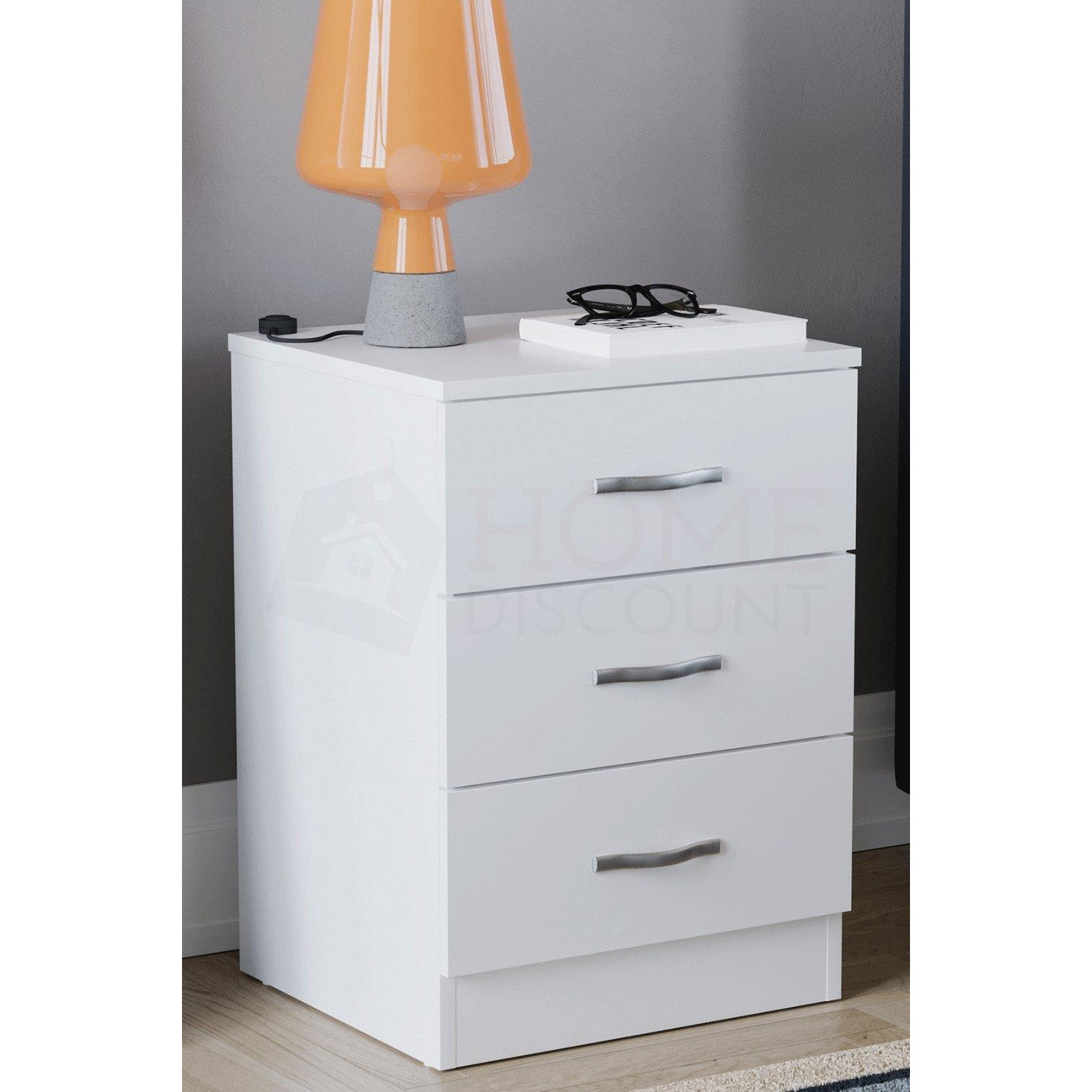 Vida Designs Riano 3 Drawer Bedside Cabinet Chest of Drawers Bedroom Furniture - image 1