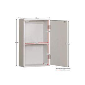 Bath Vida Priano 1 Door Wall Cabinet With Shelves Bathroom Storage 500 x 300 x 140 mm - thumbnail 2