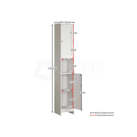 Bath Vida Priano 2 Door Tall Cabinet Cupboard Bathroom Storage 1700 x 320 x 300 mm - thumbnail 2