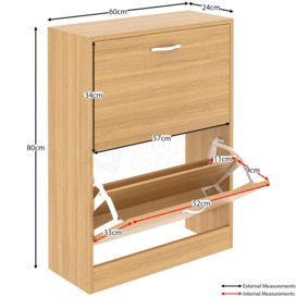 Vida Designs 2 Drawer Shoe Cabinet Storage Organizer 800 x 600 x 240 mm - thumbnail 2