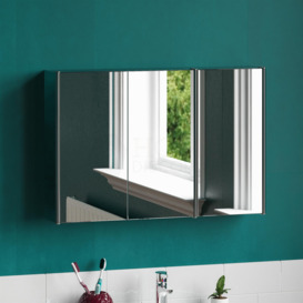 Bath Vida Tiano Stainless Steel Mirrored Triple Door Wall Cabinet - thumbnail 1