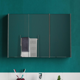 Bath Vida Tiano Stainless Steel Mirrored Triple Door Wall Cabinet - thumbnail 3