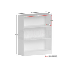 Vida Designs Cambridge 3 Tier Low Bookcase Storage Unit 750 x 600 x 240 mm - thumbnail 2