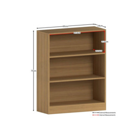 Vida Designs Cambridge 3 Tier Low Bookcase Storage Unit 750 x 600 x 240 mm - thumbnail 2