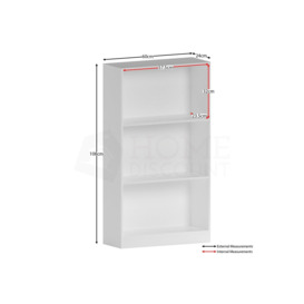 Vida Designs Cambridge 3 Tier Medium Bookcase Storage Unit 1080 x 600 x 240 mm - thumbnail 2