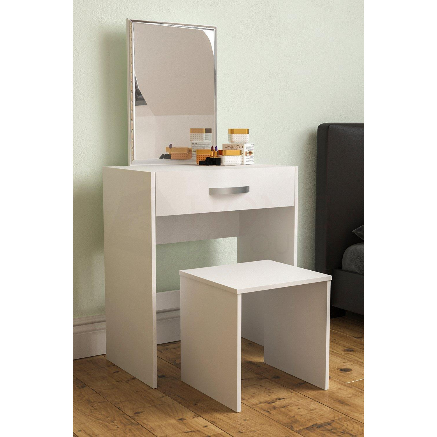 Vida Designs Isla Dressing Table Set with Built-in Mirror And Stool - image 1