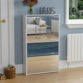 Vida Designs 3 Drawer Mirrored Shoe Cabinet Storage Organizer 1000 x 625 x 165 mm