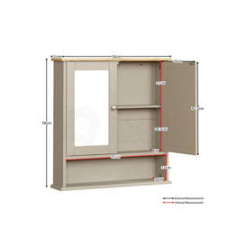 Bath Vida Priano 2 Door Mirrored Wall Cabinet With Shelf Storage Bathroom Furniture 580 x 560 x 130 mm - thumbnail 2