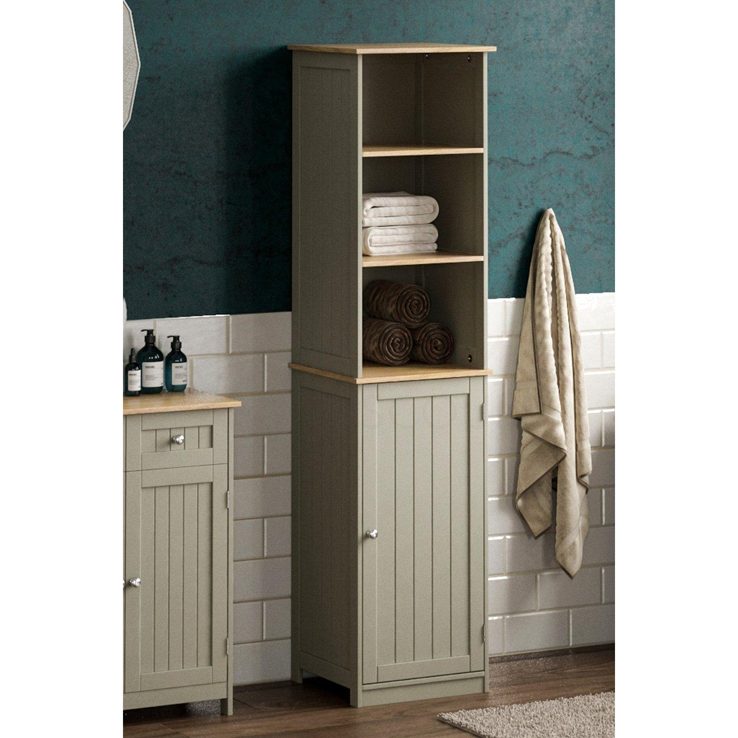 Bath Vida Priano 1 Door 2 Shelves Tall Cabinet Storage Bathroom Furniture 1600 x 400 x 380 mm - image 1