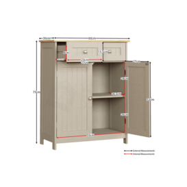 Bath Vida Priano 2 Drawer 2 Door Freestanding Cabinet Unit Storage Bathroom Furniture 750 x 600 x 300 mm - thumbnail 2
