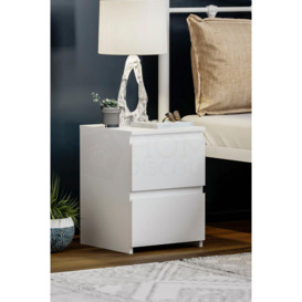 Vida Designs Denver 2 Drawer Bedside Chest of Drawers Storage Bedroom Furniture H 400 x W 295 x D 295 mm