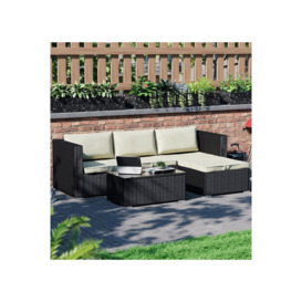 5 Pc Garden Vida Hampton 4 Seater Rattan Set Sofa Table Outdoor Garden Furniture